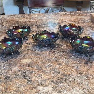 Iridescent Glass Decorative Bowls - Set of 5